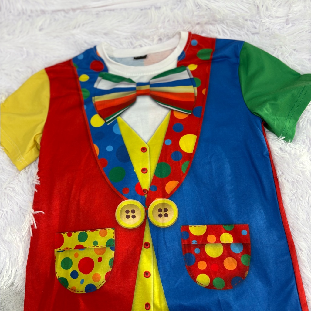 Colorful Clown Costume T-Shirt With Bow Tie